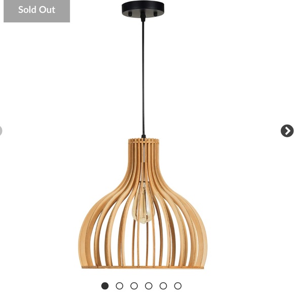 Modern Wood Single Light Teardrop Pendant Ceiling Fixture - Picture 1 of 5